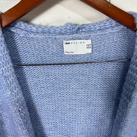ASOS Womens Knit Cardigan Size 10 Baby Blue Cottagecore Cozy - Picture 4 of 11